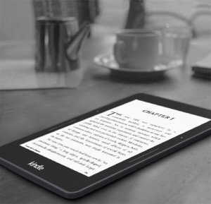 Kindle Voyage on a tablet 